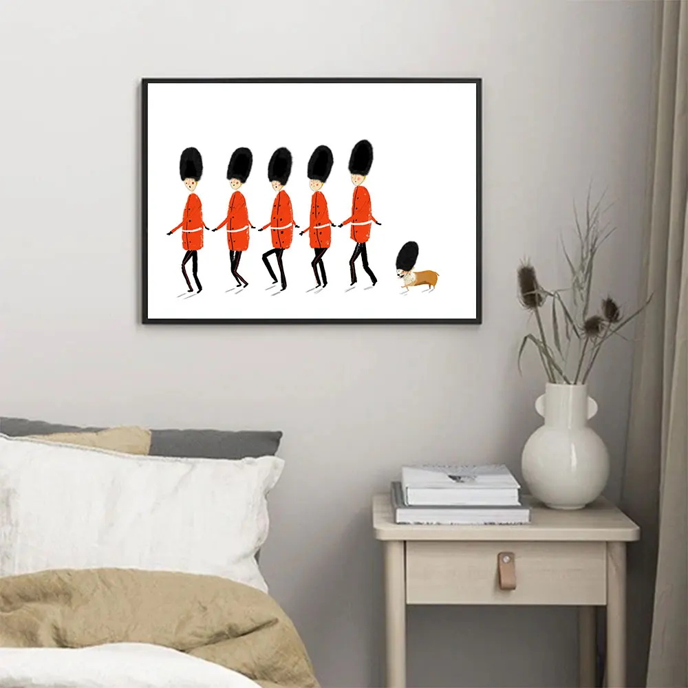 

Fashion Cartoons Five Man Walk Poster Cute Dog Canvas Painting Scandinavian Art Print Modern Wall Picture Living Room Home Decor