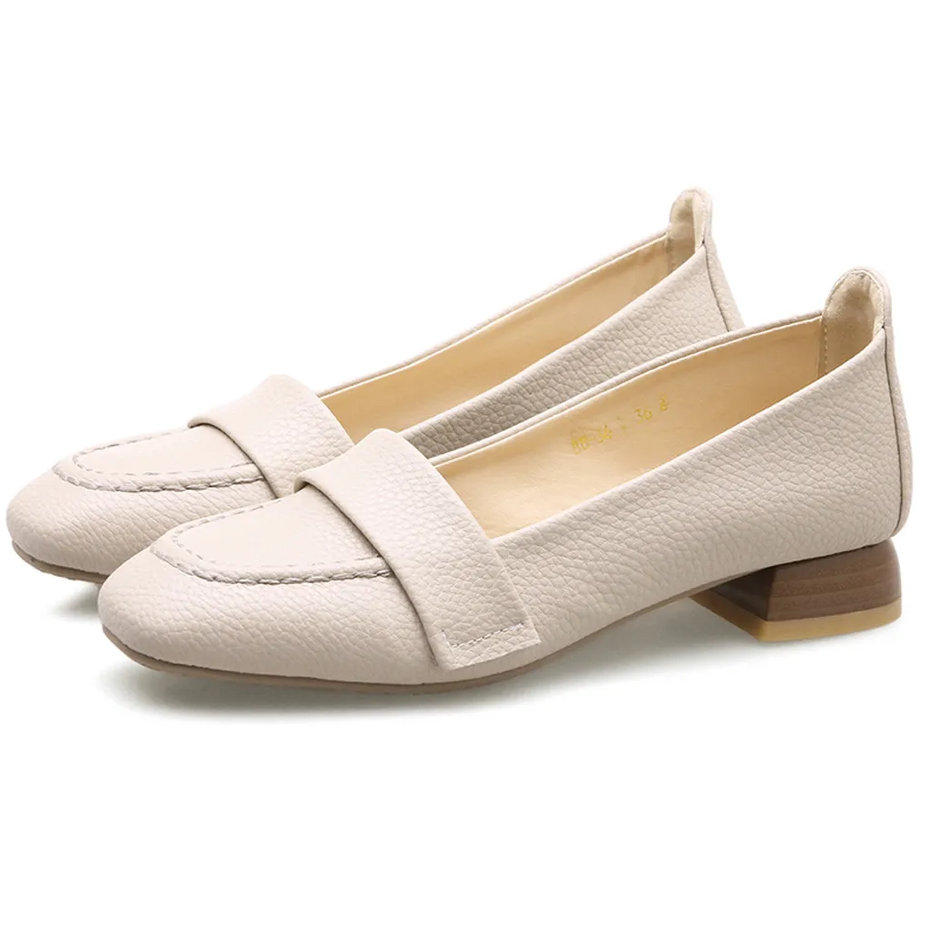 

Sagace Women's Fashion Korean Women's Fashion Round Toe Single Shoes Retro Low Heeled Shoes Ladies Casual Shoe