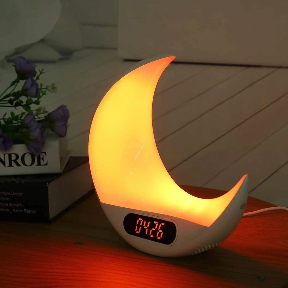 

Moon Digital Alarm Clock Wake Up Light LED Lamp Electronic Desk Clock Simulating Sunrise/Sunset