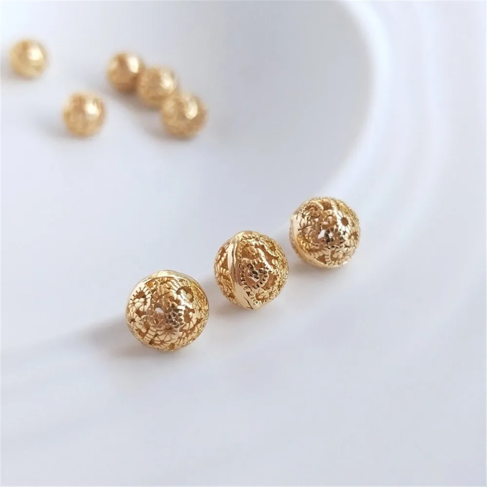 

14K Gold Filled Plated Flower ball hanging bead hollow ball flower bead DIY hand string ornaments pearl necklace accessories