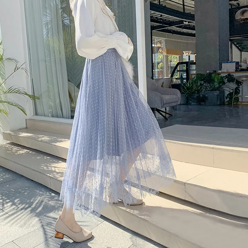 Lucyever элегантная женская сетчатая юбка с эластичной высокой талией