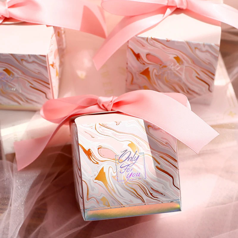 

New Paperboard Gift Box with Ribbon Wedding Favor Candy Boxes Flower Box Party Gift Bags Wedding Decoration Baby Shower Party