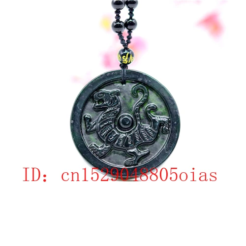 Натуральный черный зеленый китайский Нефритовый дракон ожерелье C подвеской в