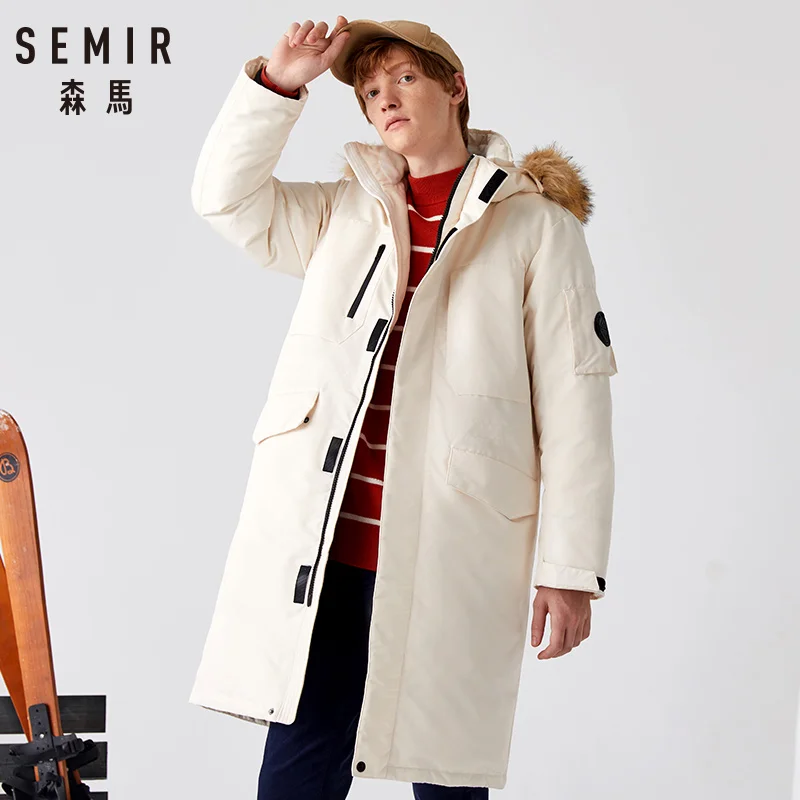Пуховик SEMIR мужской с длинным рукавом утепленная куртка меховым воротником и
