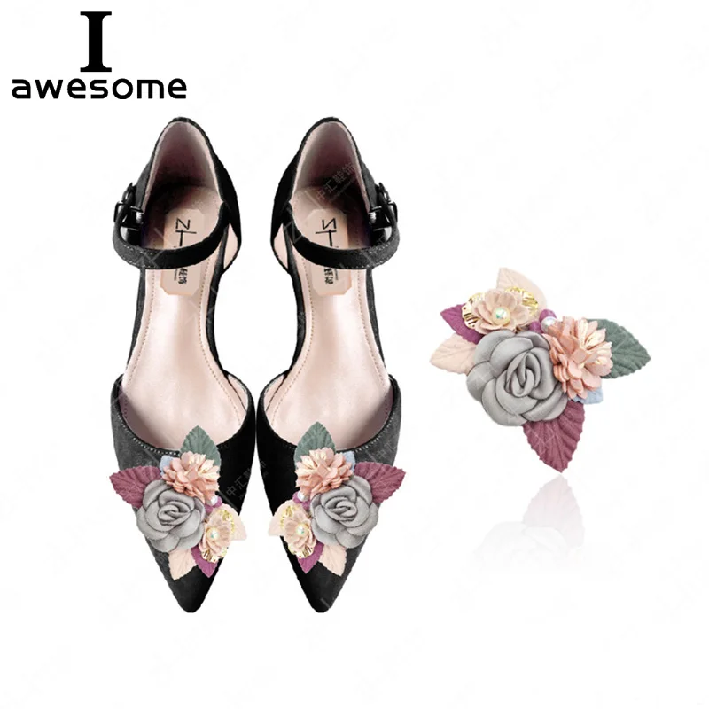 

1pcs Flowers Bridal Wedding Party Shoes Accessories High Heels Shoes DIY Manual Pearl boots Shoe Decorations Shoe flower