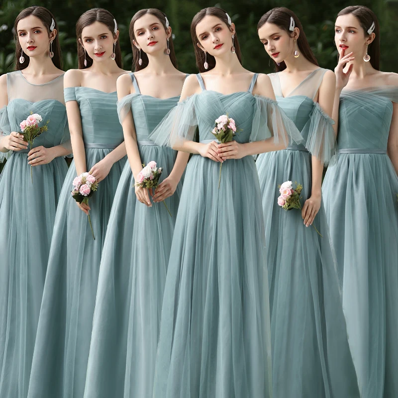 Лесное зеленое Тюлевое платье подружки невесты элегантное длинные платья для
