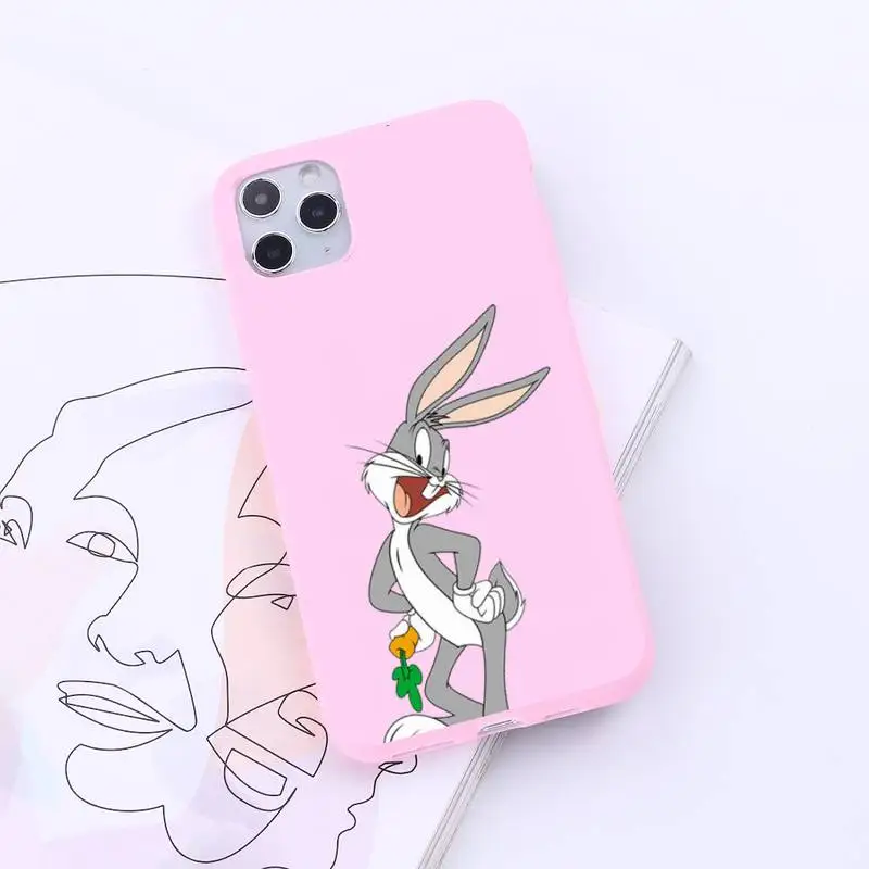 

Bugs Bunny cute animal funny animal Phone Case Candy Color for iPhone 6 7 8 11 12 s mini pro X XS XR MAX Plus