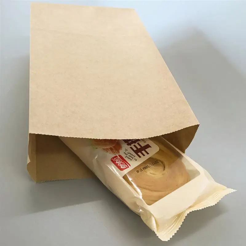 100 шт коричневые крафт-бумажные пакеты для упаковки пищевых продуктов открытый