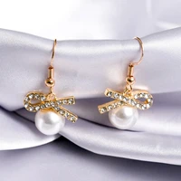 korean design pearl bow knot 2020 tassel earring temperament female earring ear hook earrings