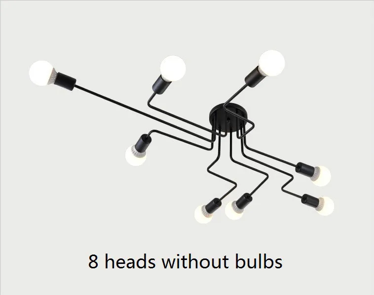 8 heads Винтажные потолочные светильники для гостиной, винтажные промышленные Лофт, скандинавские потолочные светильники для домашнего освещения, светильники для столовой, железные - Цвет корпуса: 8 heads