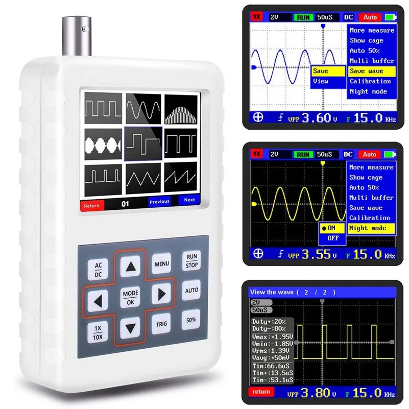 

DSO FNIRSI PRO Handheld Mini Portable Digital Oscilloscope 5M Bandwidth 20MSps Sampling Rate With P6100 BNC Standard Probe