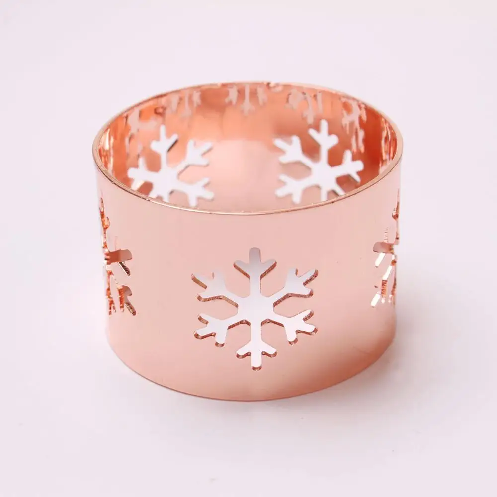 12 шт./лот кольцо для салфеток в виде снежинок рождественской елки металлическая