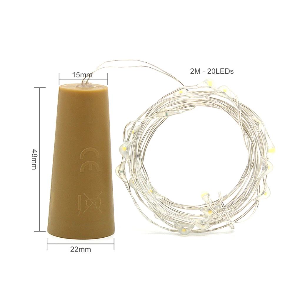 

2m 20 LED Mini Bottle Stopper Lamp String Bar Decoration String Light Colorful Light Earth Yellow