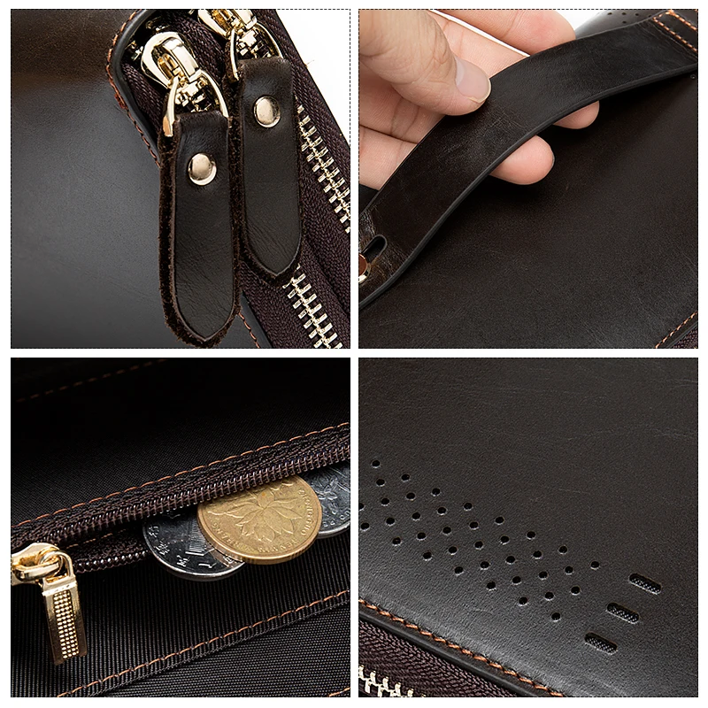 Роскошный модный мужской кошелек из натуральной кожи тонкий длинный клатч с