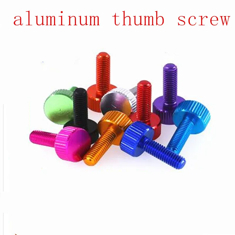 

2pcs/lot M5*8/10/12/15/20 aluminum colourful knurled hand tighten thumb screw