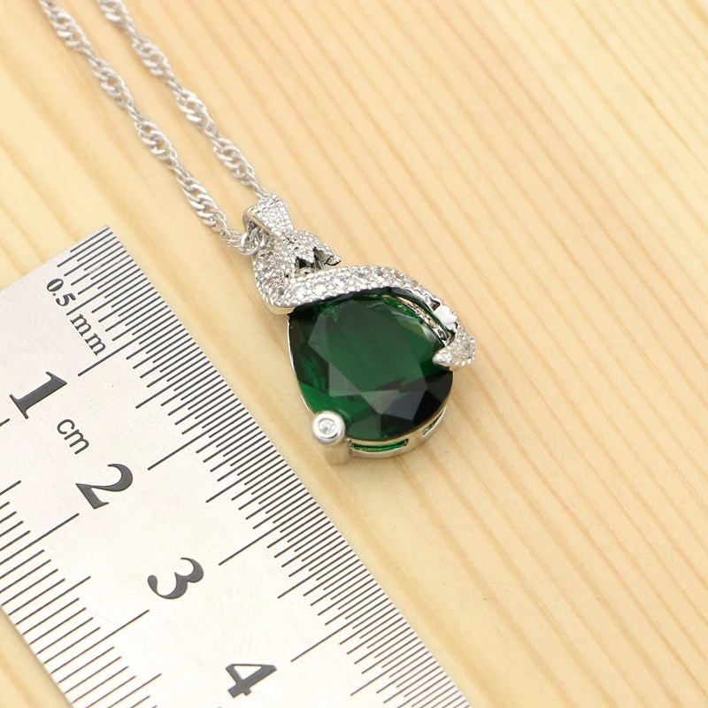 925 серебряные ювелирные наборы для женщин вечерние аксессуары зеленый фианит