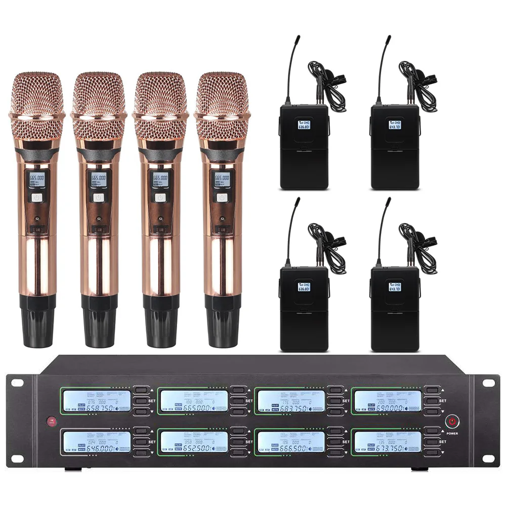 저렴한 학교 야외 교회 무대용 전문 무선 마이크 시스템, 금속 핸드헬드 마이크, 무선 UHF 마이크