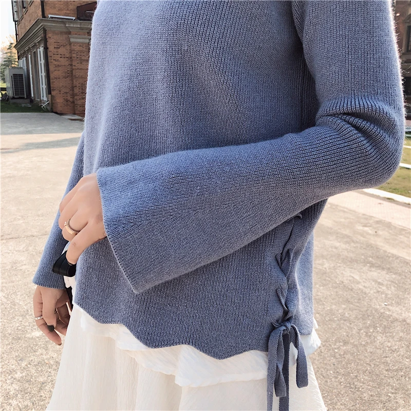 

Early Trendy Trumpet Knitted Bottoming Shirt Sweater Women's Autumn and Winter 2019 New Long Sleeve Loose-Fitting