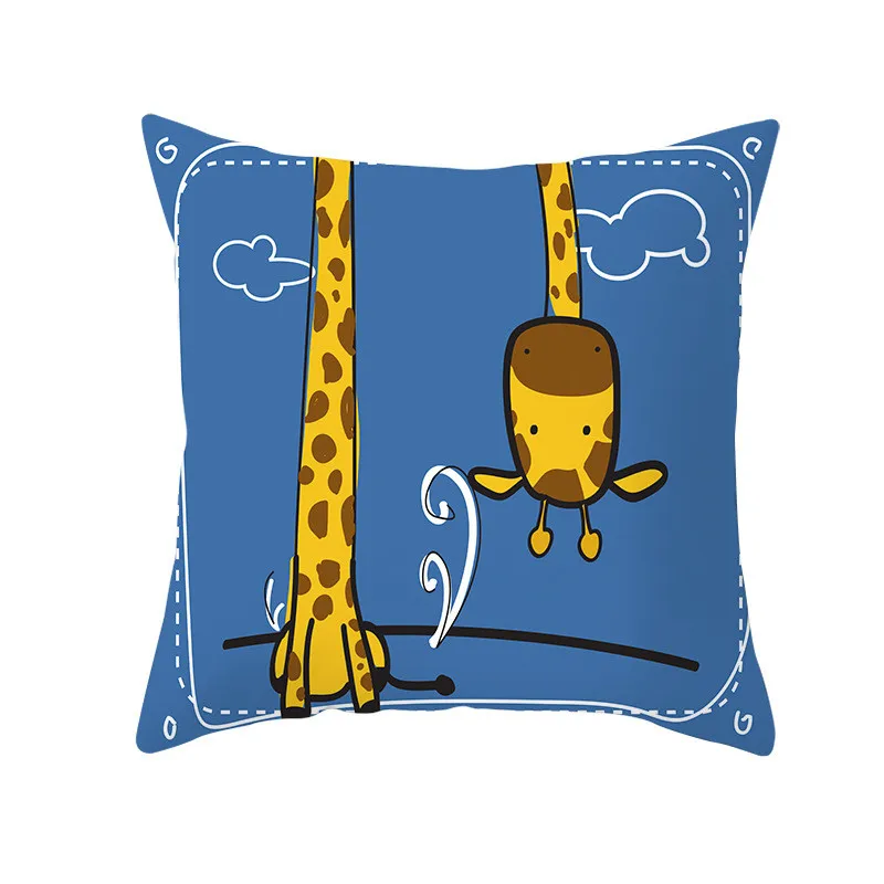 Наволочка с мультяшным изображением животного 45x45 короткая плюшевая наволочка