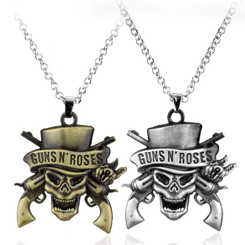 

Movie Jewelry Guns N 'Roses Logo Pendant Necklace Metal Figure Men Jewelry Accessories Necklace for Guns N'Roses Fans