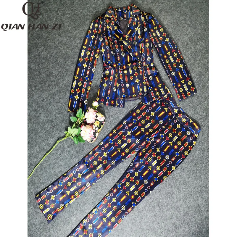 Qian Han Zi новинка 2019 Дизайнерские комплекты для подиума Женский облегающий пиджак с