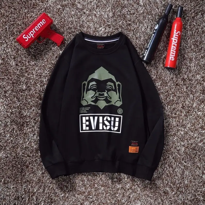 Evisu осенне-зимний мужской свитер с круглым вырезом, теплый дышащий Модный хлопковый свитер с принтом и длинными рукавами для мужчин и женщин, одежда для влюбленных - Цвет: 5014