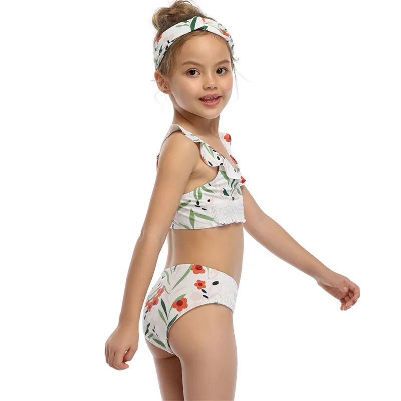 Симпатичный комплект для маленьких девочек Цветочный принт из двух частей Bikibni