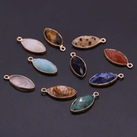 natural semi precious stone pendant horseeye in section ten materials for jewelry making diy necklace bracelets10x20mm
