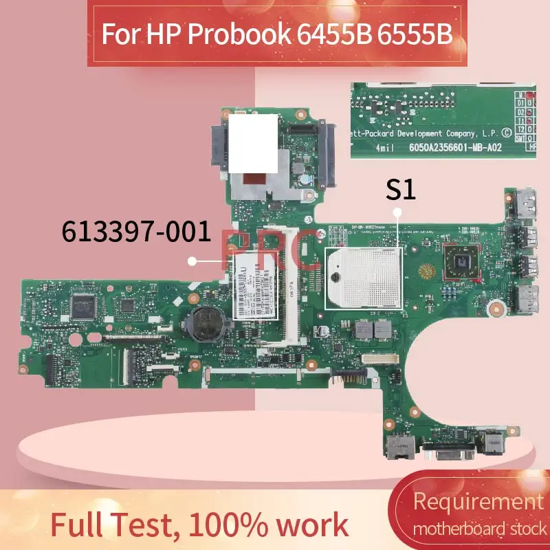 613397-601 para hp Probook Computador Portátil Placa-mãe 6050a2356601-mb-a02 Amd Ddr3 Notebook Mainboard 613397-001 6455b 6555b
