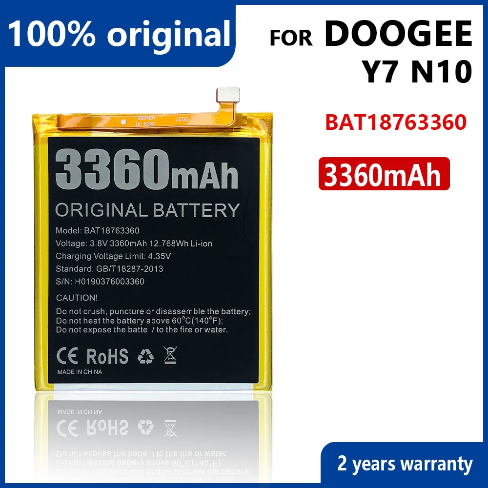 100% Оригинальный аккумулятор 3360 мАч BAT18763360 Для Doogee Y7 N10 высококачественные батареи
