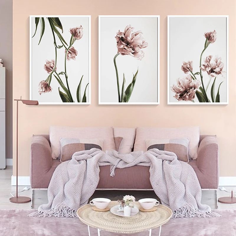 Домашний декор тюльпан холст цветочные плакаты и принты Скандинавский