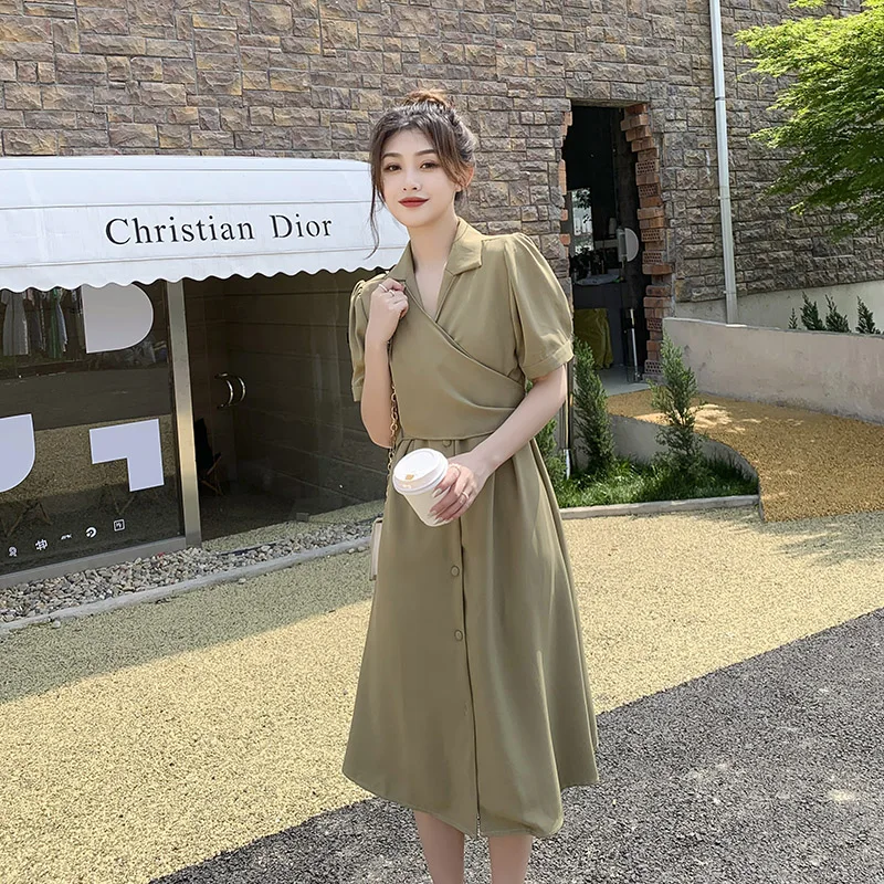 

2021 New Summer Shirt Dress Evening Female Vintage Dress Party Oversize Short Sleeve Beach Women Dresses Robe Vestido Prom