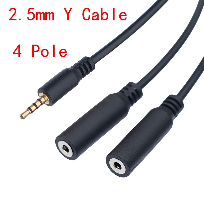 2.5mm Stereo Audio Y Splitter Cable 2.5mm Male to 2.5mm 2 Female Adapter 4 Pole  Audio Cable 30cm