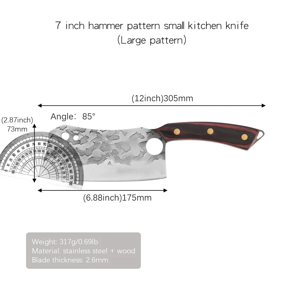 

Sowoll Kitchen Knife Stainless Steel 7 Inch Vegetable Slicer Cutting Knife Chinese Chef Knife Wide Blade Sharp Cleaver Cook Tool