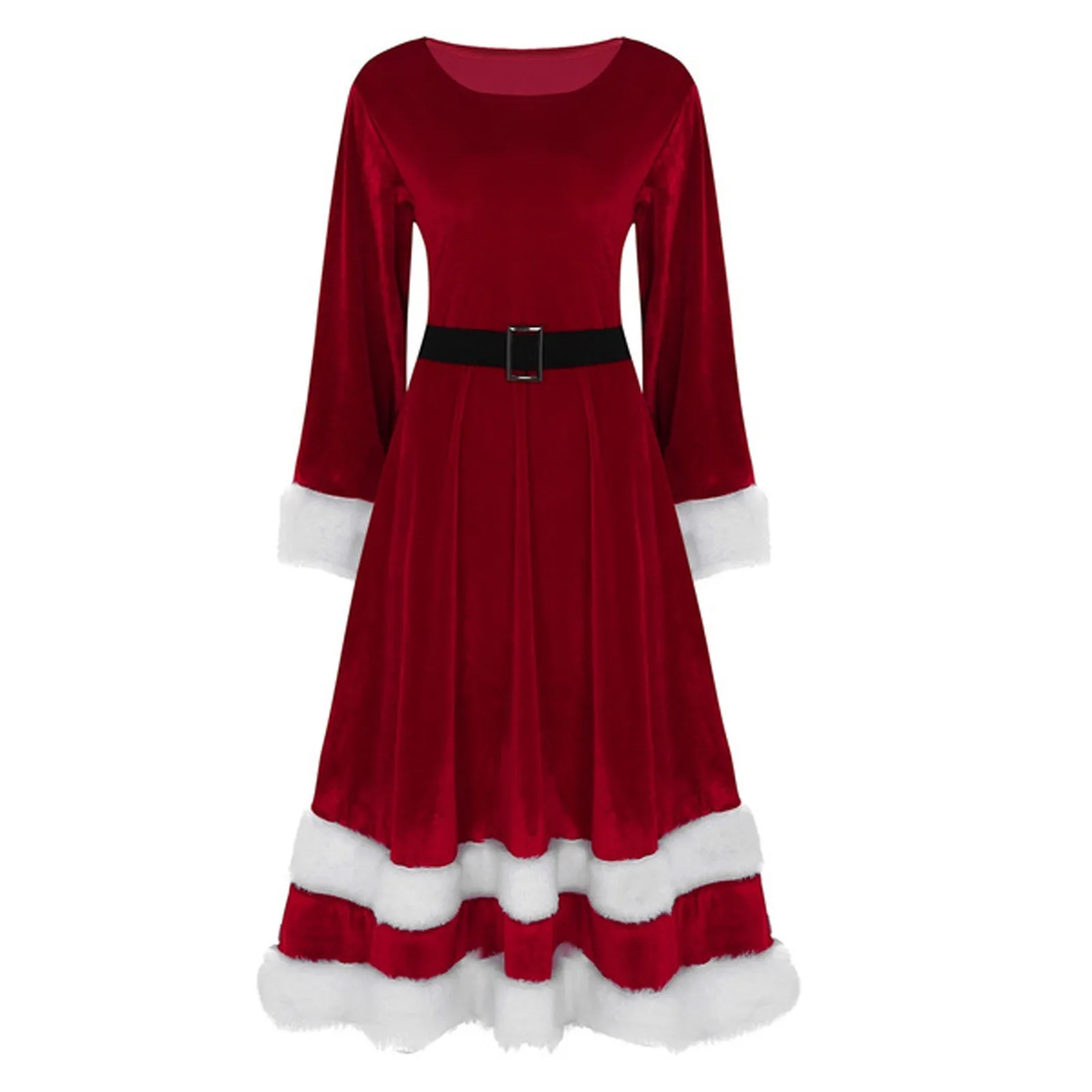 Velvet Santa Outfit Fancy Mrs Dress Christmas Soft Women's Costume Claus Ladies Women's Dress Party Women'S Dress