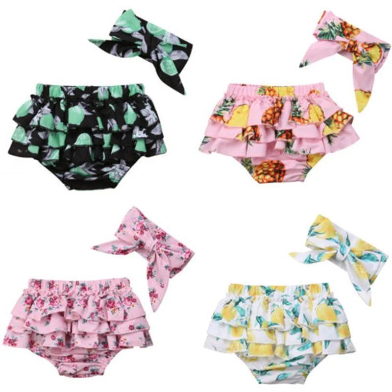 Шорты с цветочным рисунком для новорожденных девочек милые трусики оборками и