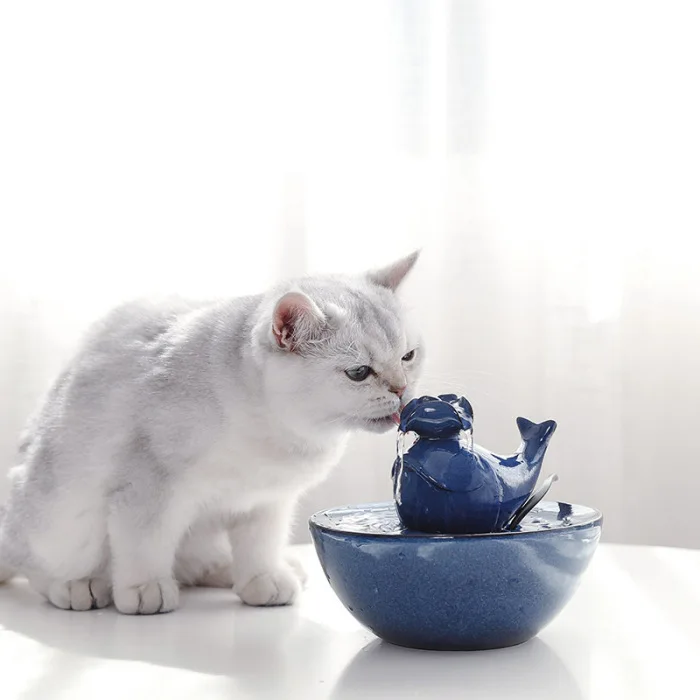 Cat Ceramic Water Fountain Automatic Pet Drinking Fountain Quiet Electric Automatic Circulation System Water Dispenser P7Ding
