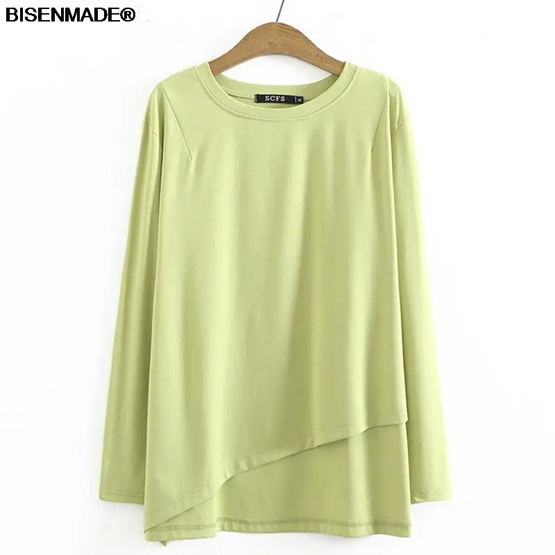 

Женская одежда, футболки, осень 2021, новые свободные повседневные асимметричные топы с длинным рукавом A67