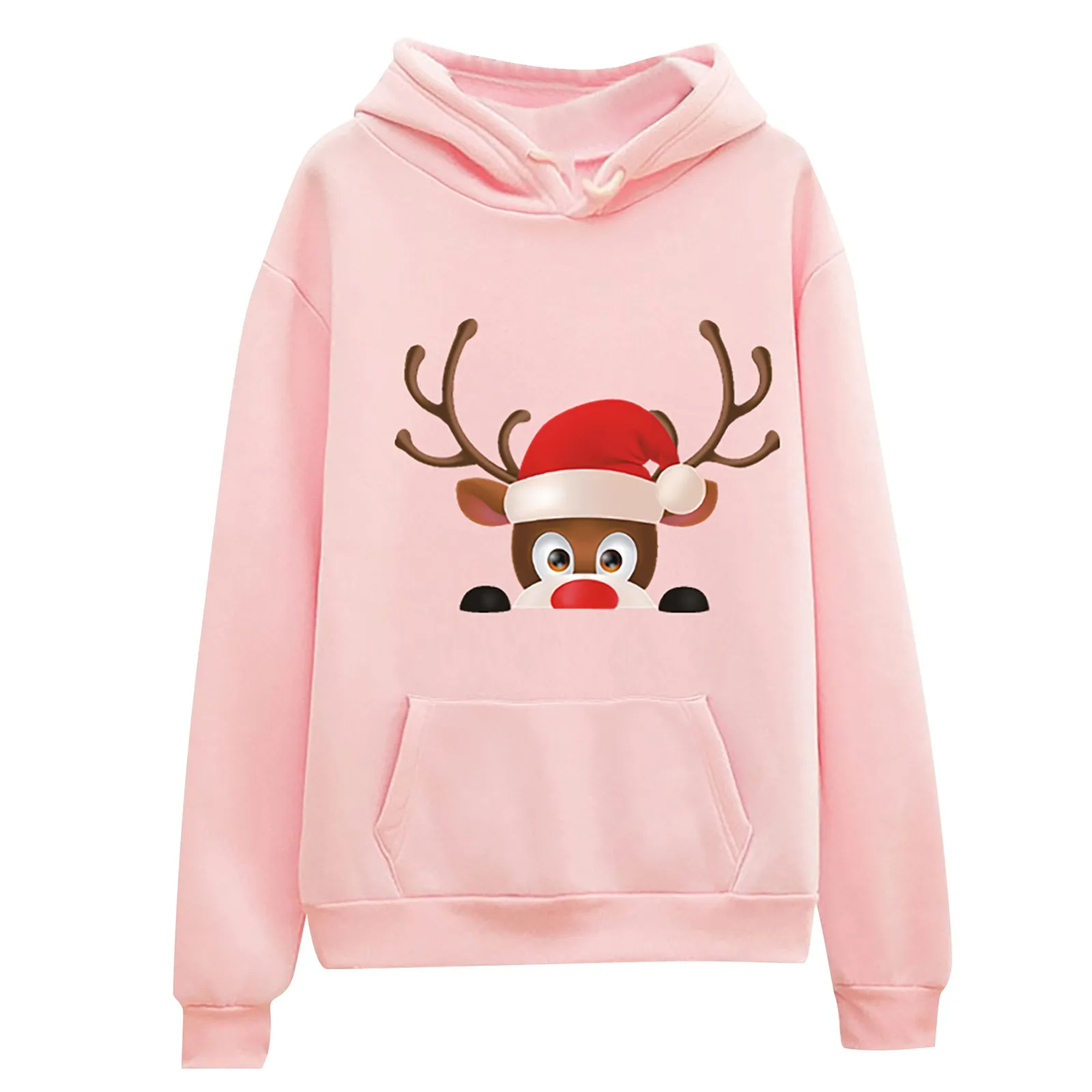 Women Autumn Winter Warm Long Sleeve Hooded Tops  Deer Head Print Hoodie Christmas Sweatshirt Pullover