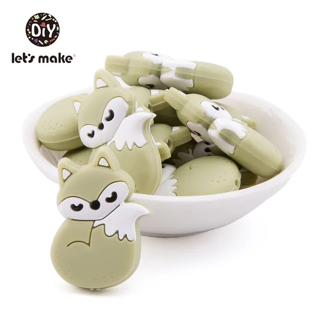 green Силиконовые Бусины, 3 шт, животные, Мультяшные формы, BPA бесплатно, силиконовые бусины для детей, качество еды, Прорезыватель для зубов, крошечные стержни, Детские Прорезыватели - Цвет: green