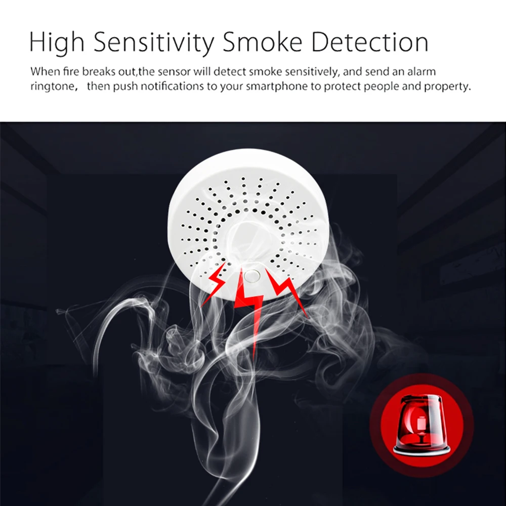 

Smart Life Standalone WiFi Smoke Sensor With Temperature Detector Sensor Alarm System Wireless Smoke Detector