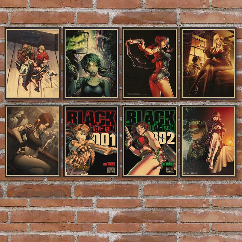 Винтажные постеры с аниме Черная Лагуна для дома бара гостиной Декор