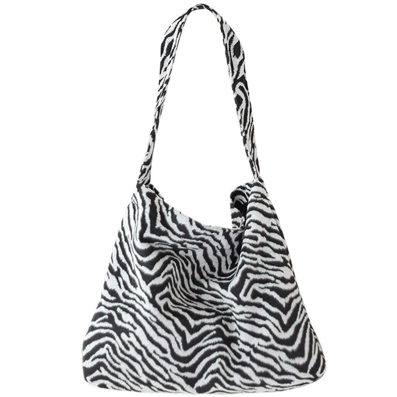 

Женская тканевая Сумочка с принтом зебры, мягкая Сумочка для женщин, модная винтажная вместительная сумка-хобо с открытым плечом, кошелек