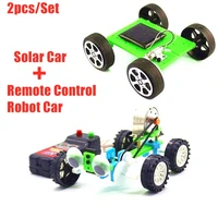 2pcsset diy solar powered remote control electric car kids science experiment toys kits steam education school project