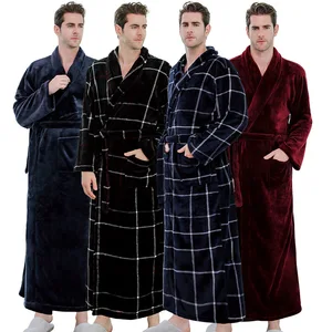Мужской фланелевый Халат, зимний банный халат из кораллового флиса, размера плюс