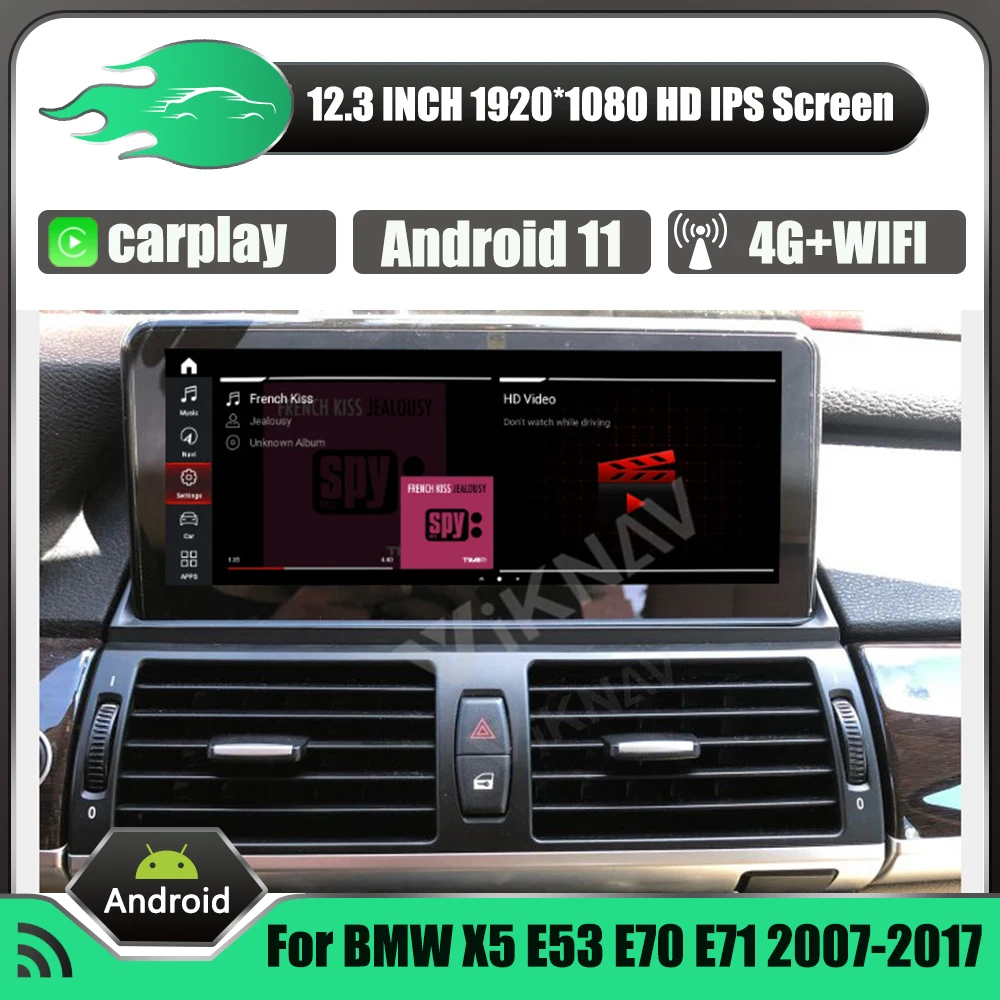 

Автомобильный мультимедийный плеер, экран 12,3 дюйма, Android 11, 8 ядер, 256G, GPS, навигация, Автомагнитола для BMW X5 E53, E70, F15 2007-2017, головное устройство ...