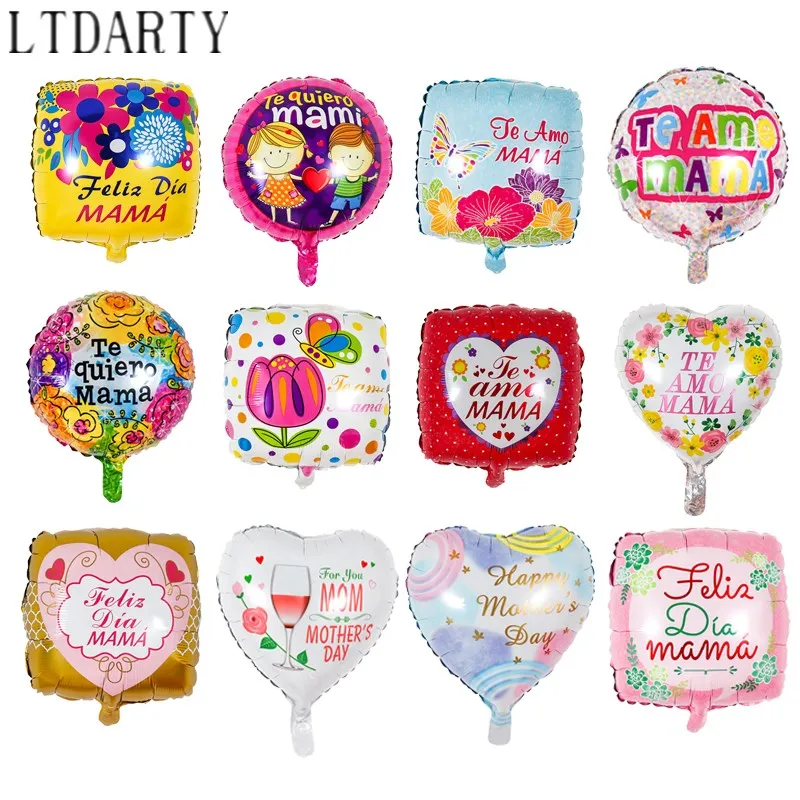 10 шт. 18 дюймов сердце Форма печатных испанская мать Фольга воздушные шары на День