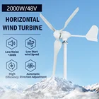 Китайский завод 2000 Вт горизонтальный ветрогенератор с 3 лопастями 12 В 24 в 48 в, генератор альтернативной энергии MPPT контроллер
