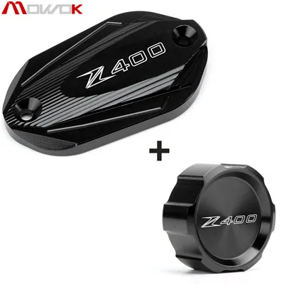Front and Rear Black Для KAWASAKI Z400 Z 400 логотип Z400 Мотоцикл с ЧПУ Передняя и задняя Тормозная жидкость Cilinder мастер Крышка Резервуара - Цвет: Front and Rear Black