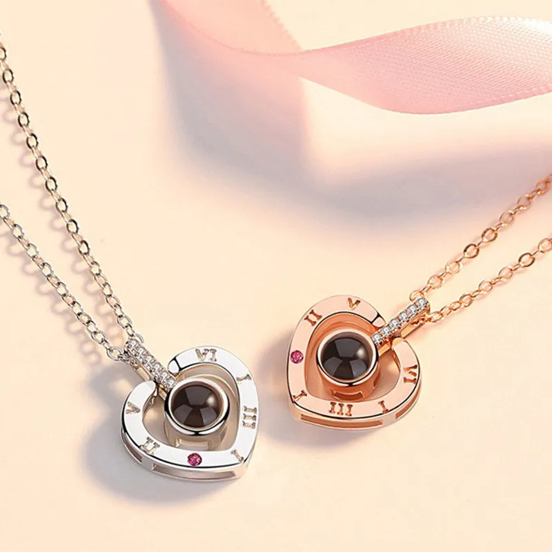 Ожерелье с подвеской проектором Я тебя люблю на 100 языках|Ожерелья подвеской| |